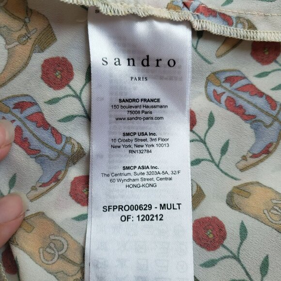 Sandro Cowboy Boot Print Belted Midi Shirt Dress Bootseen Western Cowgirl - Picture 11 of 16